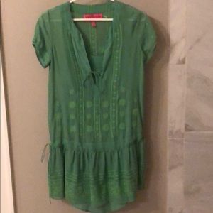 Juicy Couture lime grn silk drawstring dress sz sm
